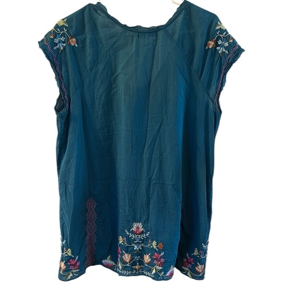 3 J Workshop Johnny Was  Embroidered Aqua Blue Top Blouse size Small - Picture 2 of 5